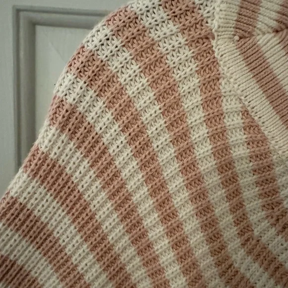 J. Crew Pink and White Stripe Long Sleeve Sweater size M - Picture 9 of 16